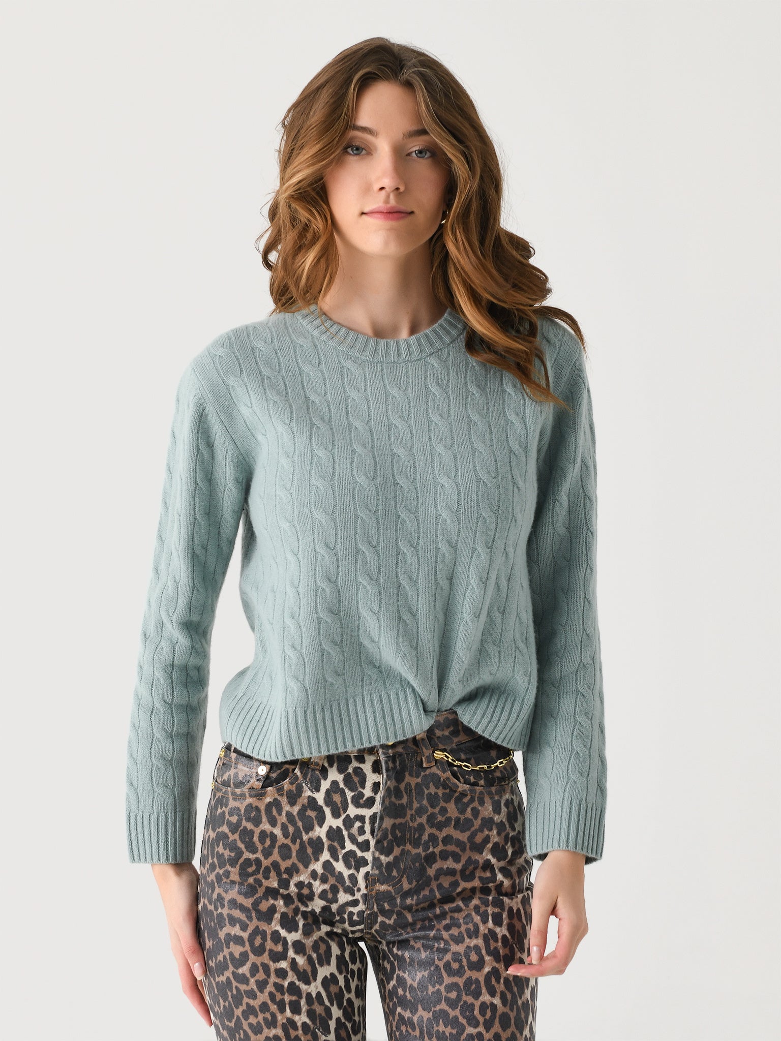 Leset Women's Zoe Cable Crew Sweater - Saint Bernard