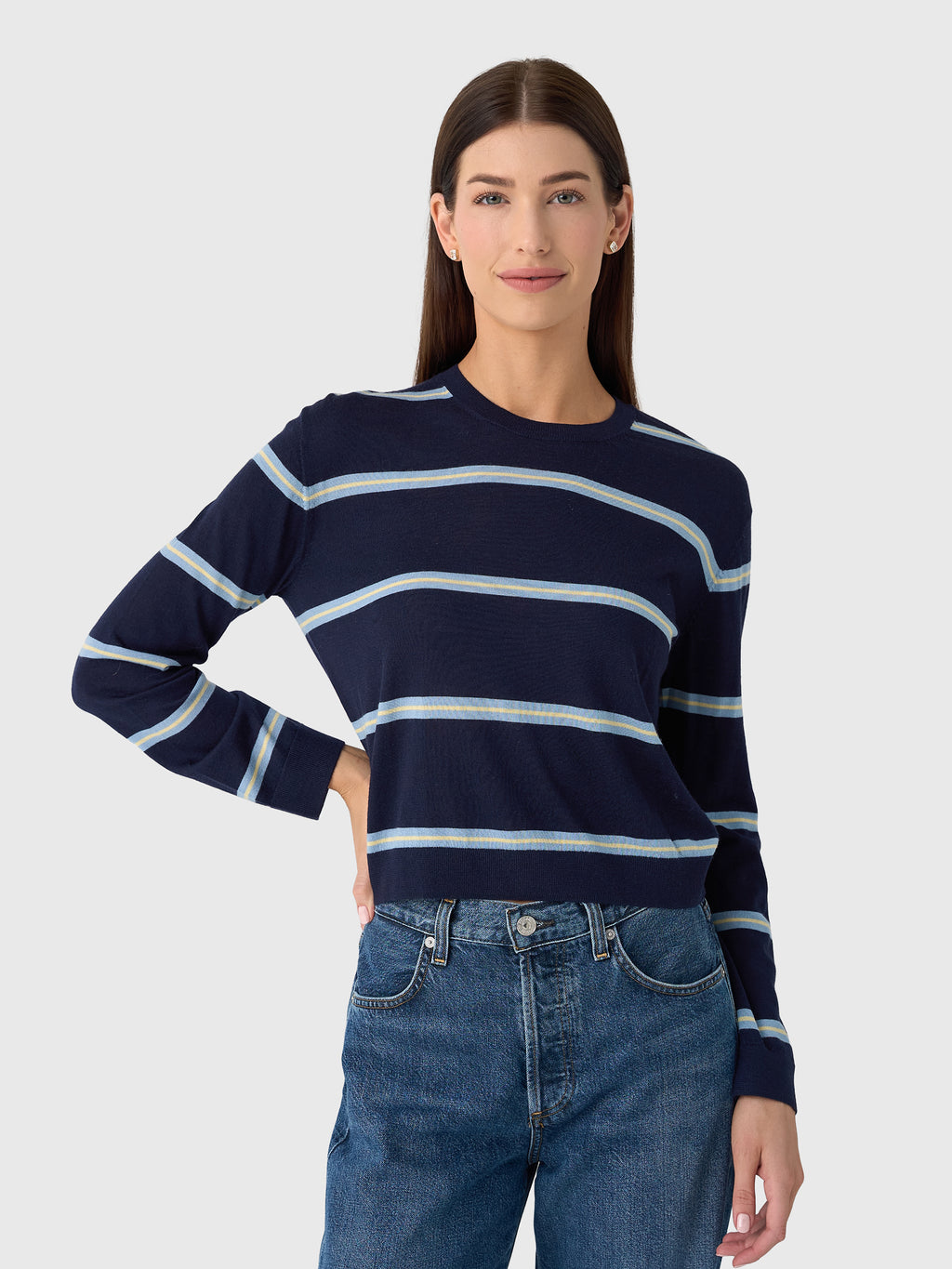 Leset Women's James Stripe Classic Crew Sweater - Saint Bernard