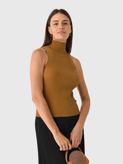 Leset Women's Blake Rib Sleeveless Turtleneck - Saint Bernard