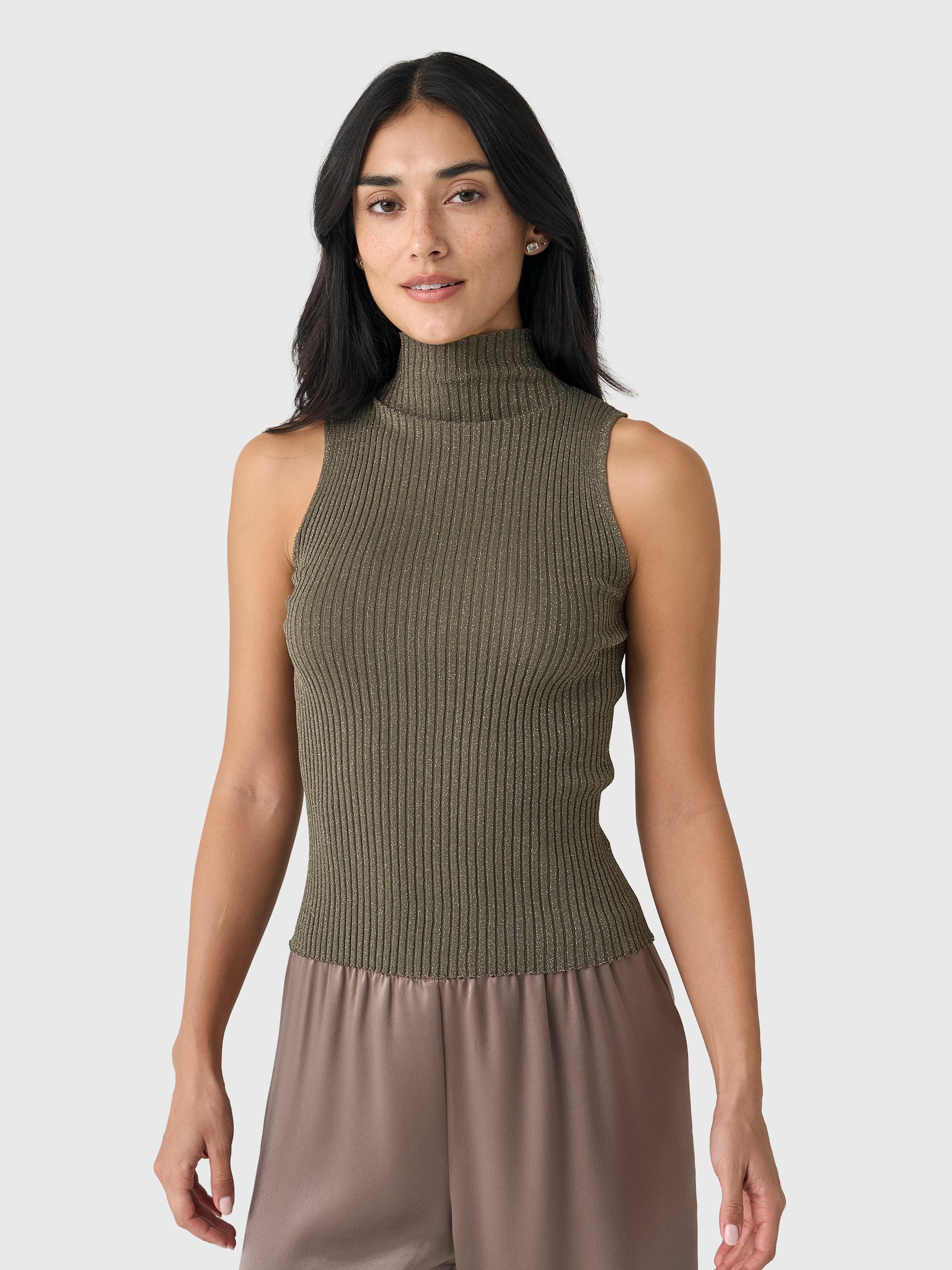 Leset Women's Blake Rib Sleeveless Turtleneck - Saint Bernard