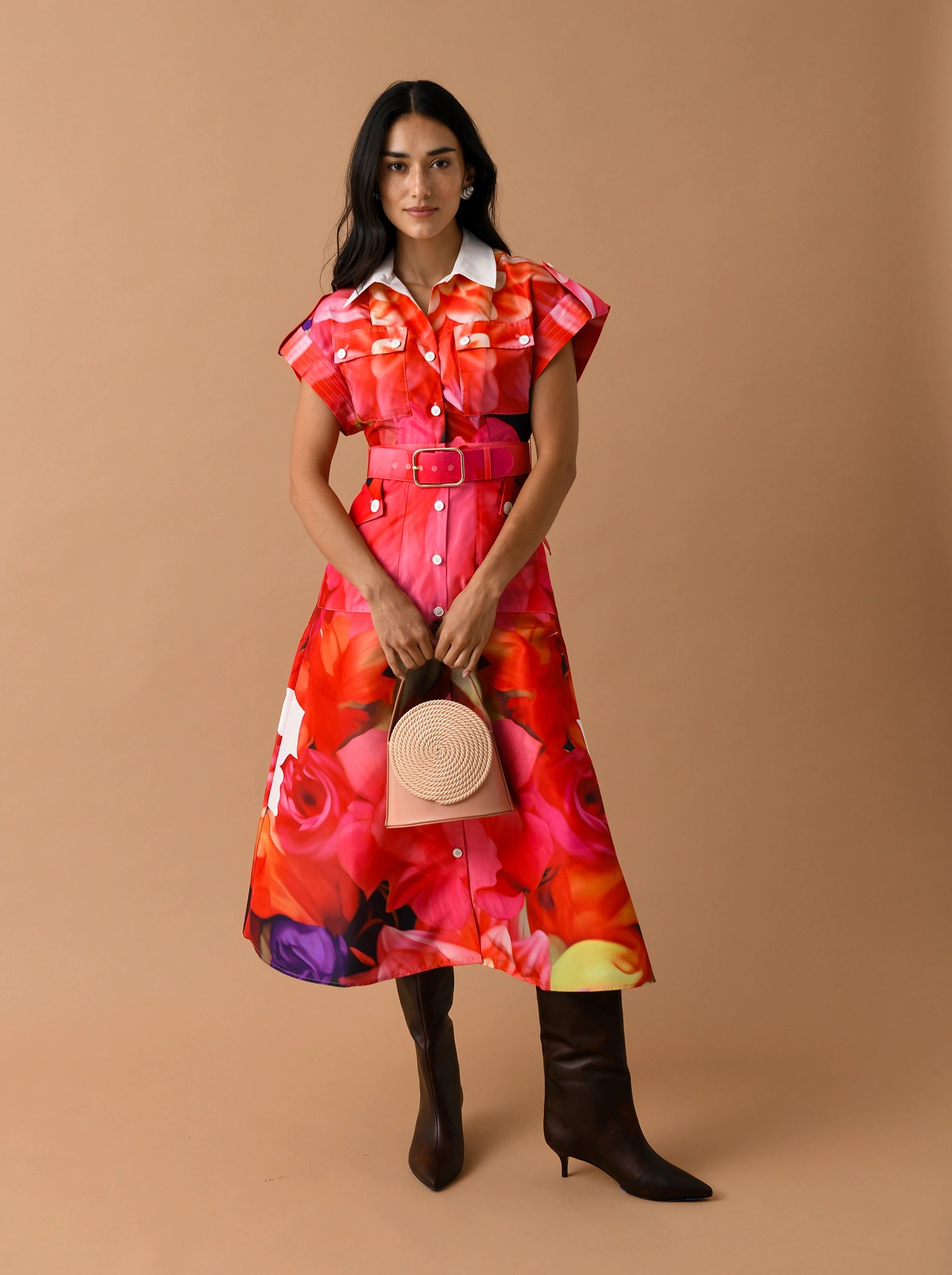 Leo Lin Women's Audrey Pocket Shirt Midi Dress - Saint Bernard