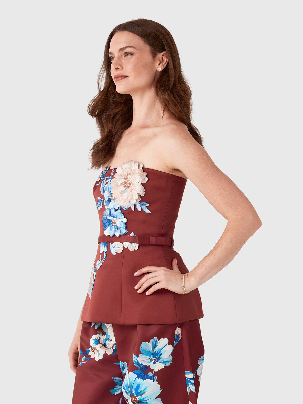 Leo Lin Women's Nadia Embroidered Bustier Top - Saint Bernard