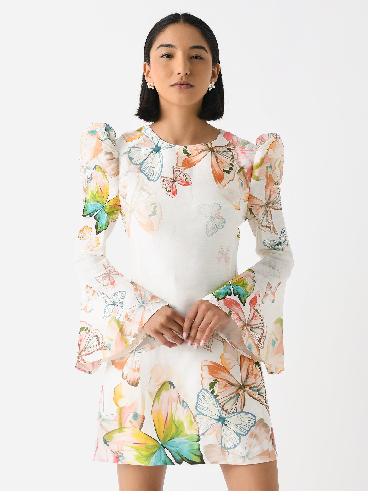 Leo Lin Women's Sylvana Bell Sleeve Mini Dress - Saint Bernard