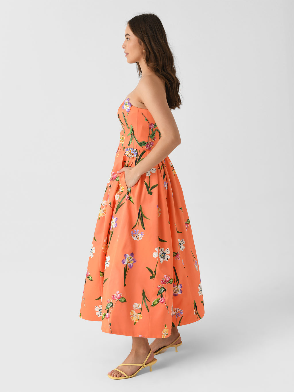 chinese dress ladies Leo Lin Rae Bustier Midi Dress in Harmony Print in Plum Blossom – Coco &  Lola