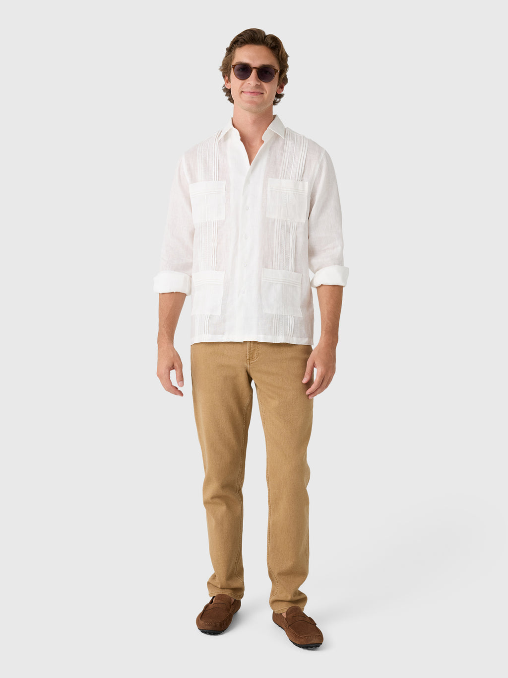 Centuria Men's Long Sleeve Linen Guayabera Shirt - Saint Bernard