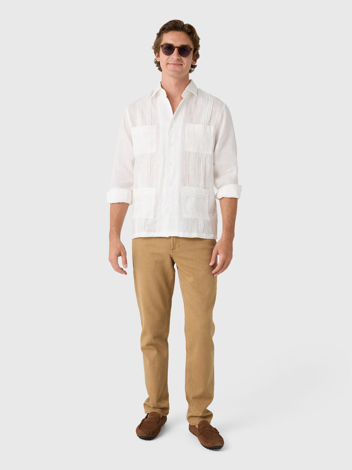 Centuria Men's Long Sleeve Linen Guayabera Shirt - Saint Bernard