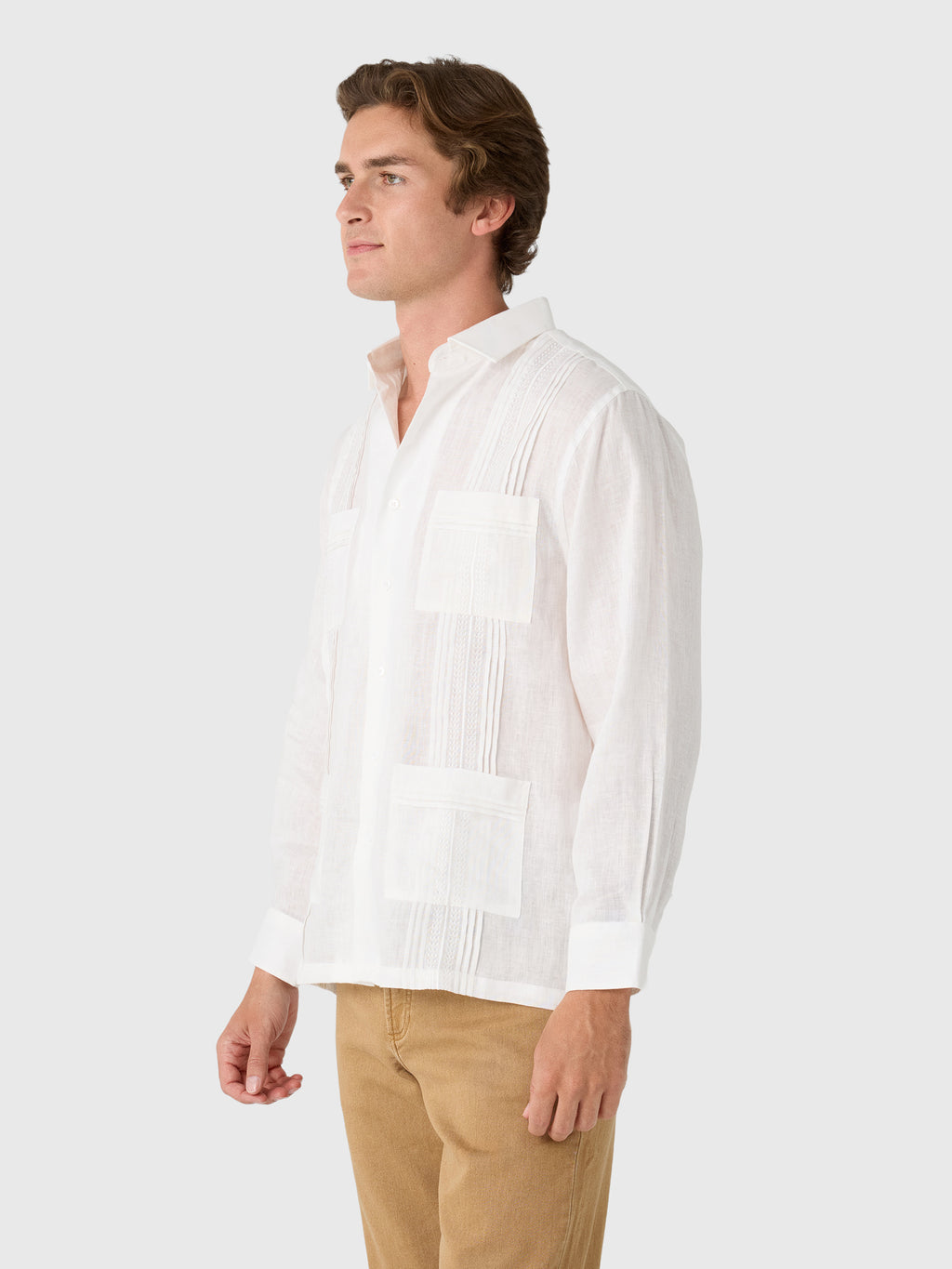 Centuria Men's Long Sleeve Linen Guayabera Shirt - Saint Bernard