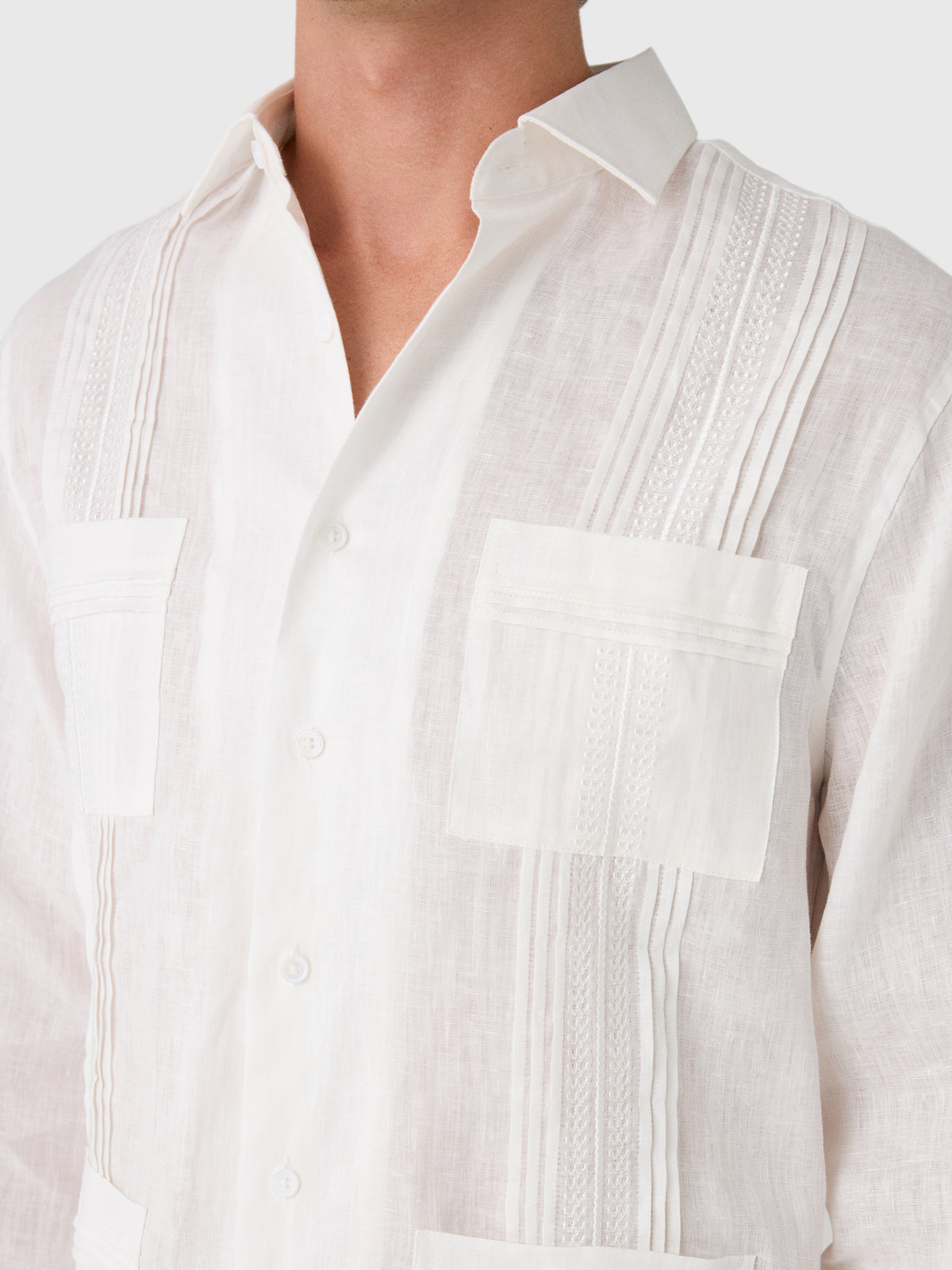 Centuria Men's Long Sleeve Linen Guayabera Shirt - Saint Bernard