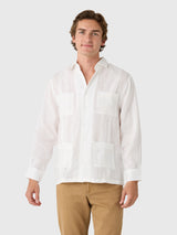 Centuria Men's Long Sleeve Linen Guayabera Shirt