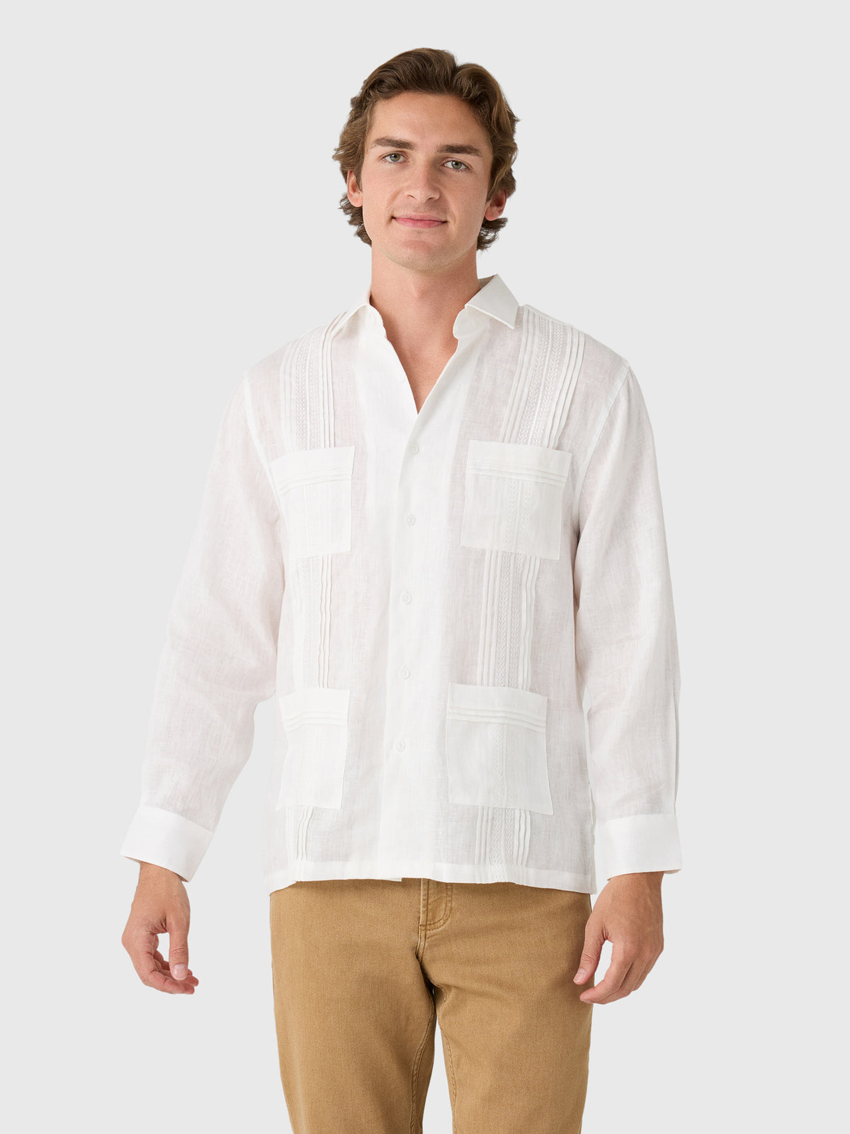 Centuria Men's Long Sleeve Linen Guayabera Shirt - Saint Bernard