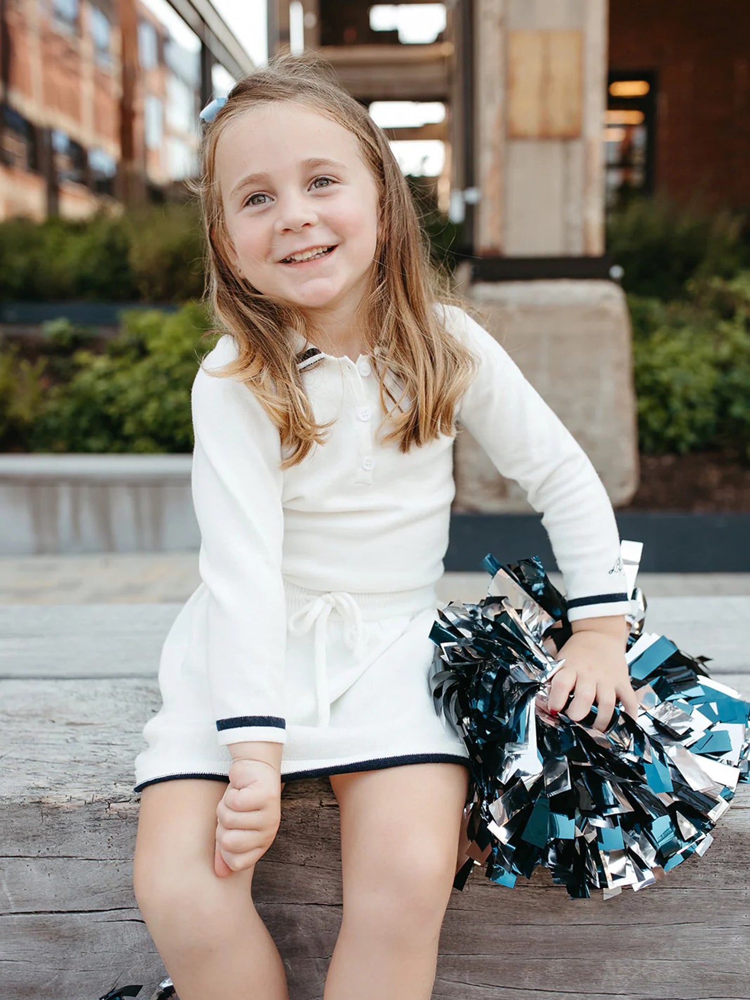 Little Paper Kids Girls' Bea Long Sleeve Sweater Polo - Saint Bernard