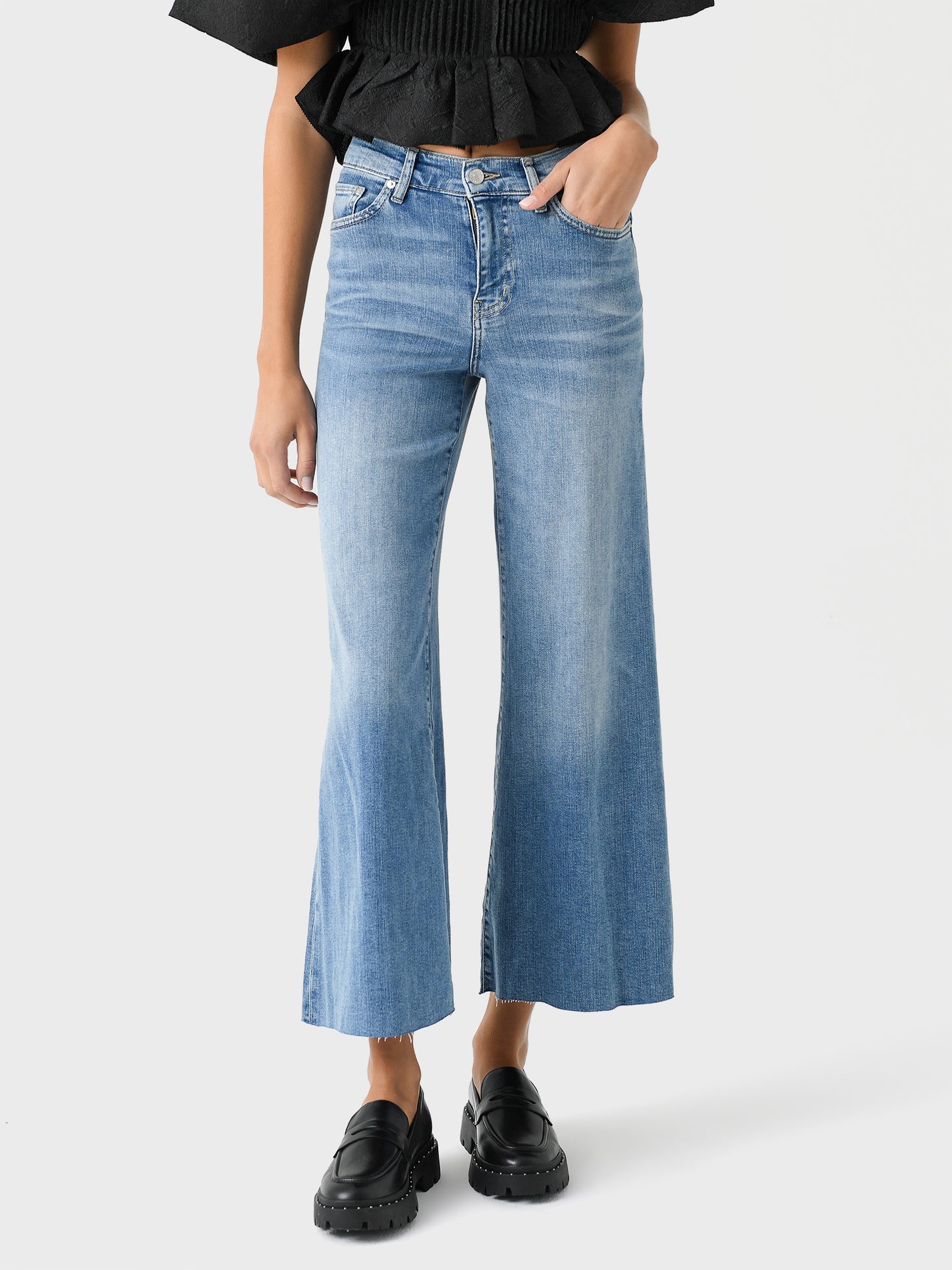 Frame Women's Le Palazzo Crop Raw Fray Jean - Saint Bernard