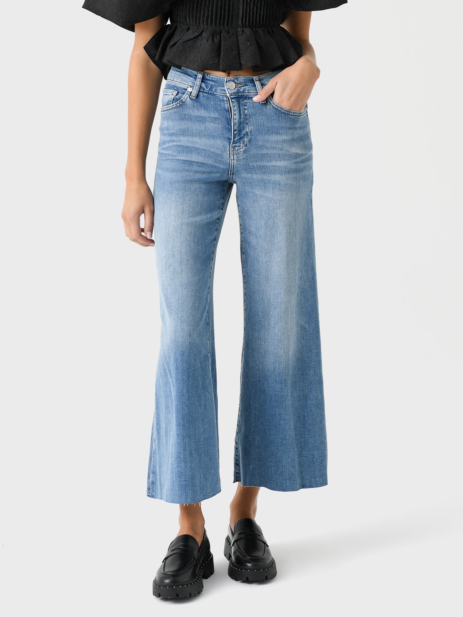 Frame Women's Le Palazzo Crop Raw Fray Jean - Saint Bernard