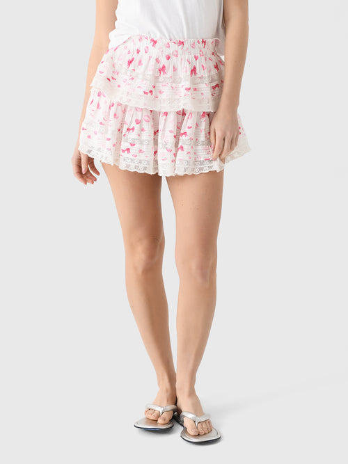 LoveShackFancy Women's Ruffle Mini Valentine Skirt