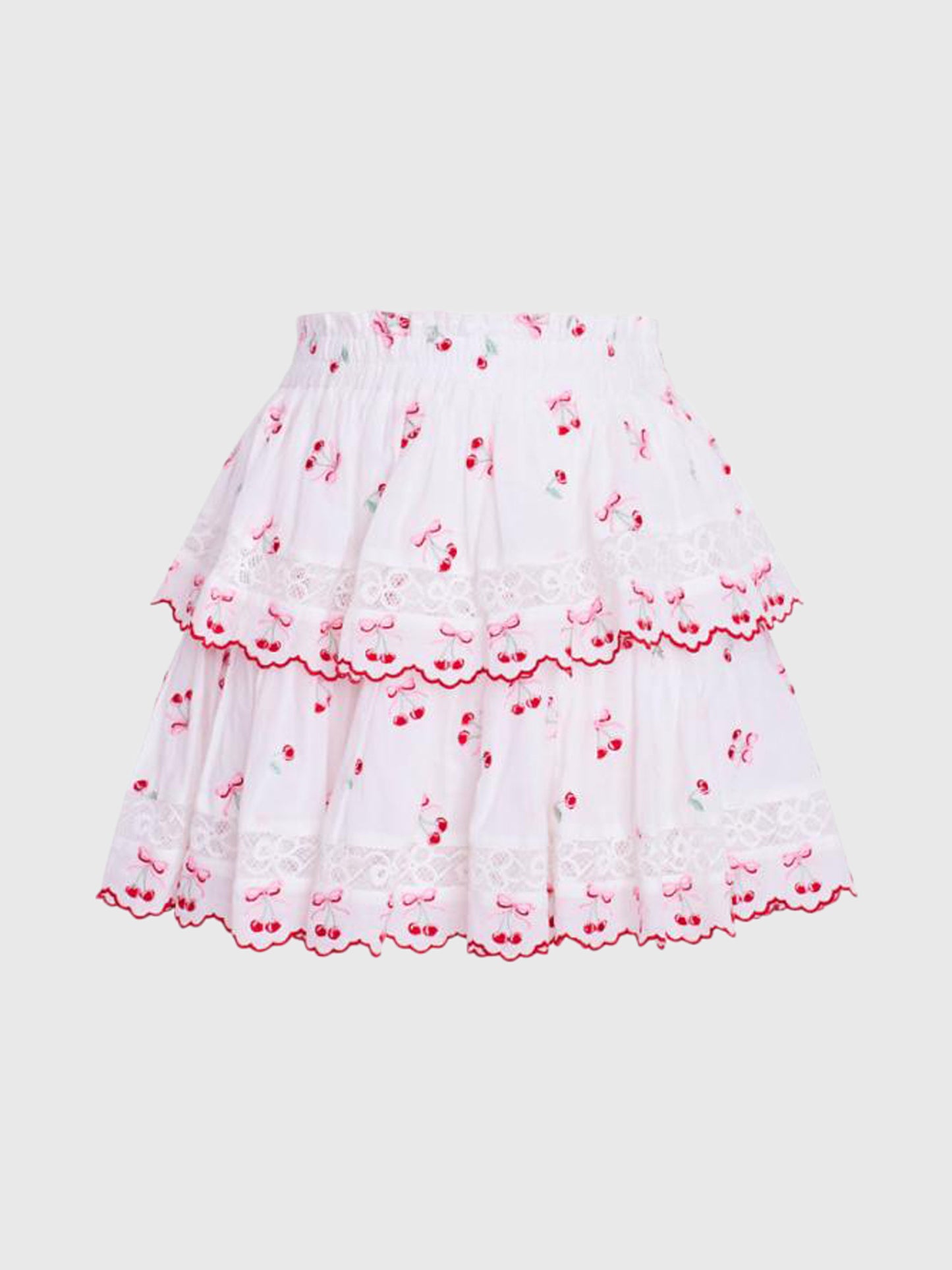 LoveShackFancy Women's Ruffle Mini Cherry Skirt - Saint Bernard