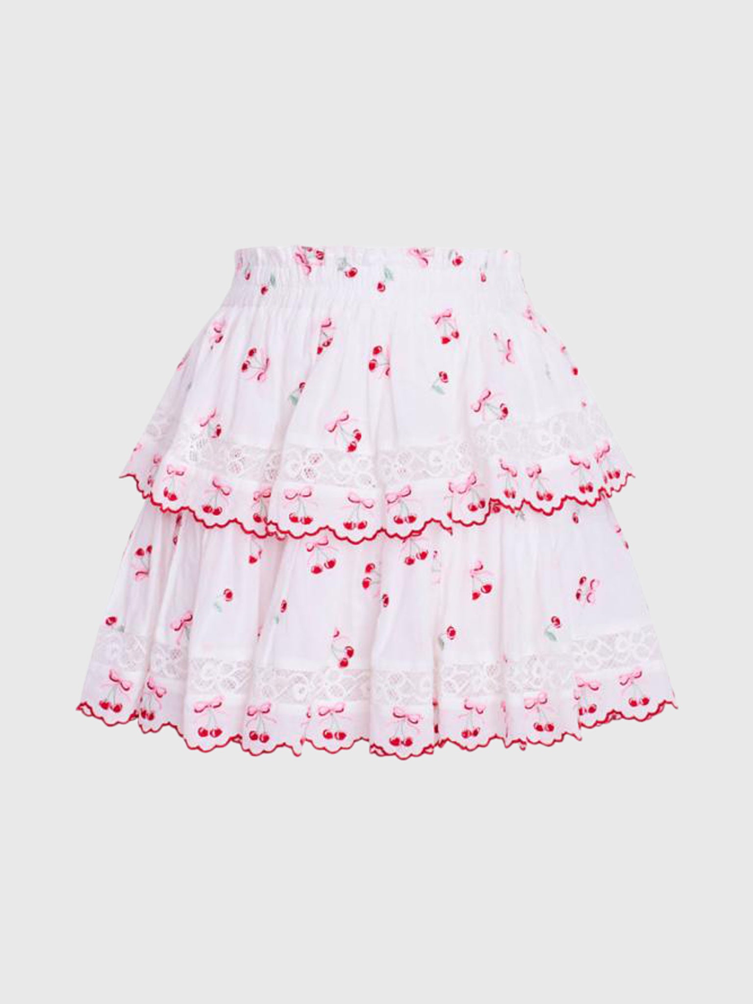 LoveShackFancy Women's Ruffle Mini Cherry Skirt - Saint Bernard