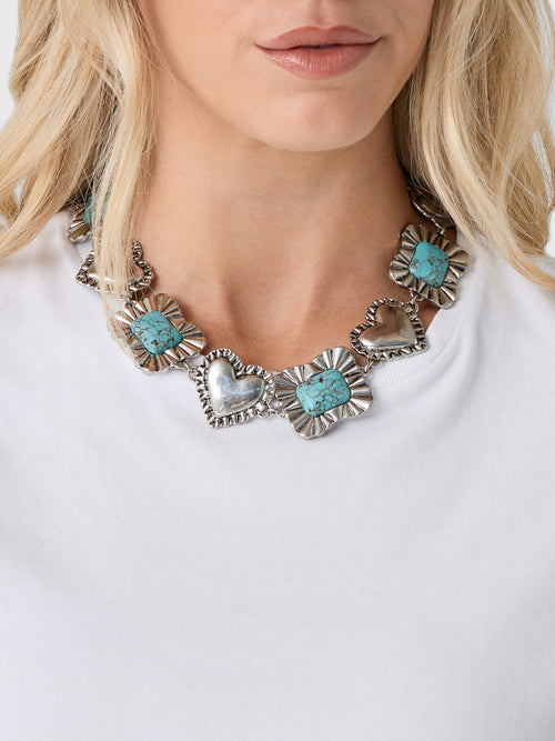 Lele Sadoughi Ruffle Heart Concho Necklace - Saint Bernard