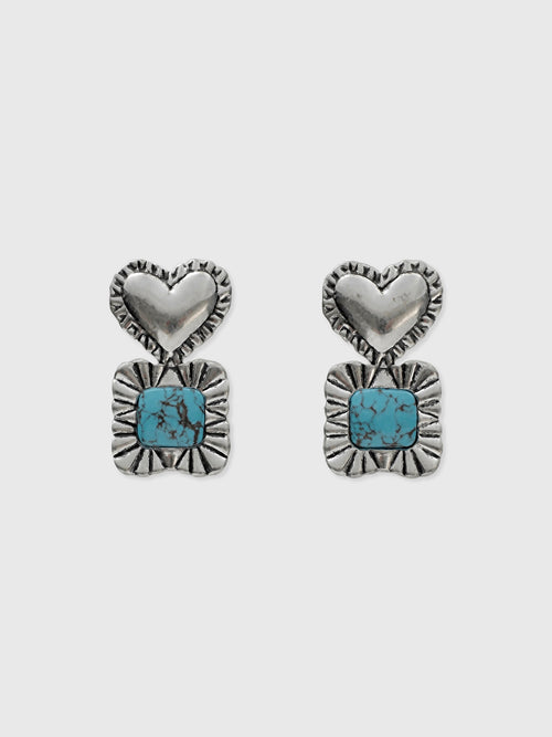 Lele Sadoughi Ruffle Heart Stone Earrings - Saint Bernard