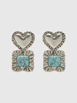Lele Sadoughi Ruffle Heart Stone Earrings - Saint Bernard