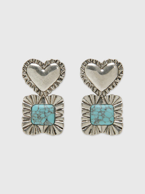 Lele Sadoughi Ruffle Heart Stone Earrings - Saint Bernard