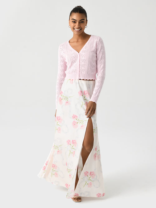 LoveShackFancy Women's Connie Silk Floral Maxi Skirt