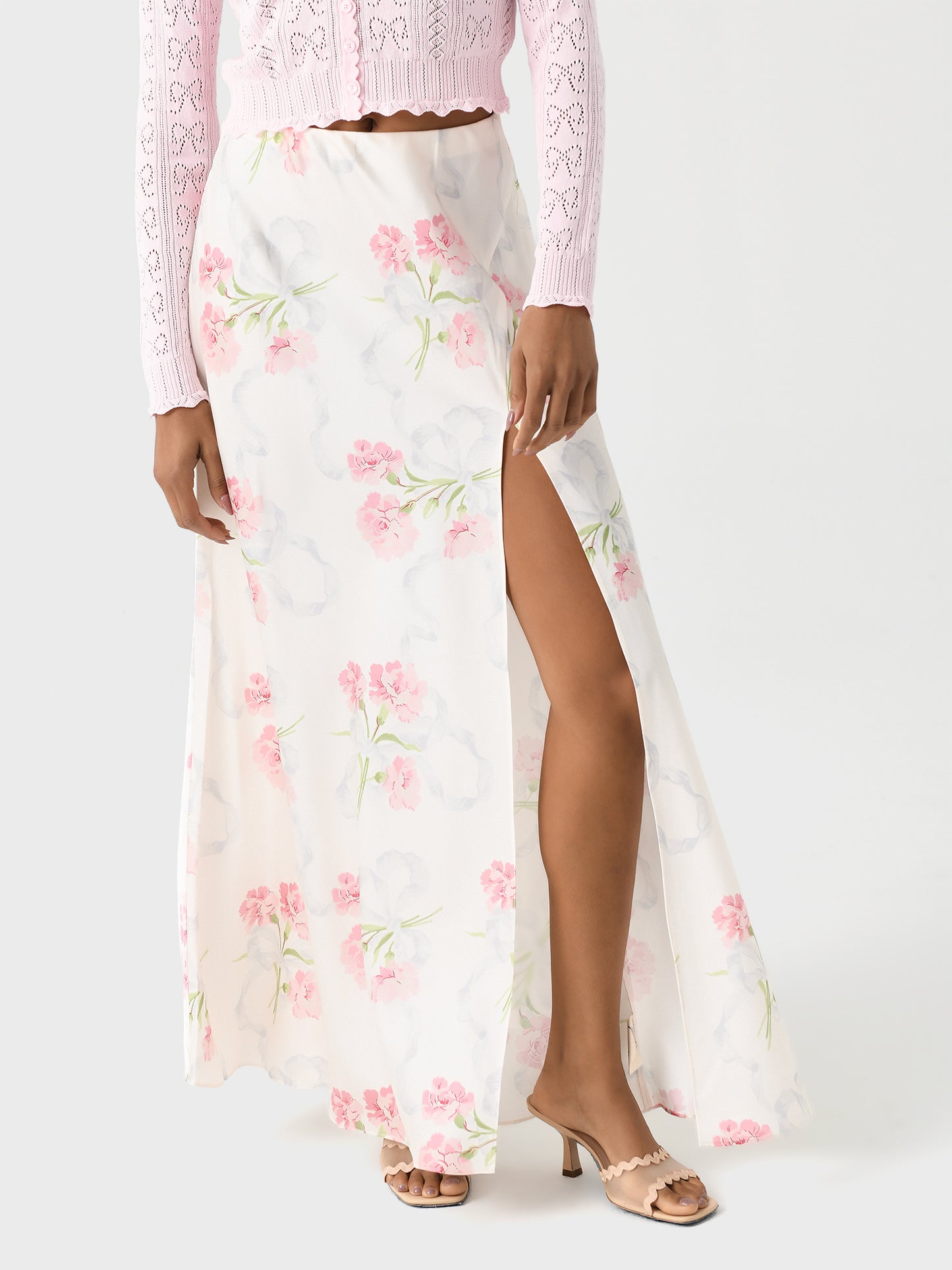 LoveShackFancy Women's Connie Silk Floral Maxi Skirt - Saint Bernard