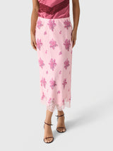LoveShackFancy Women's Malina Satin Midi Slip Skirt - Saint Bernard