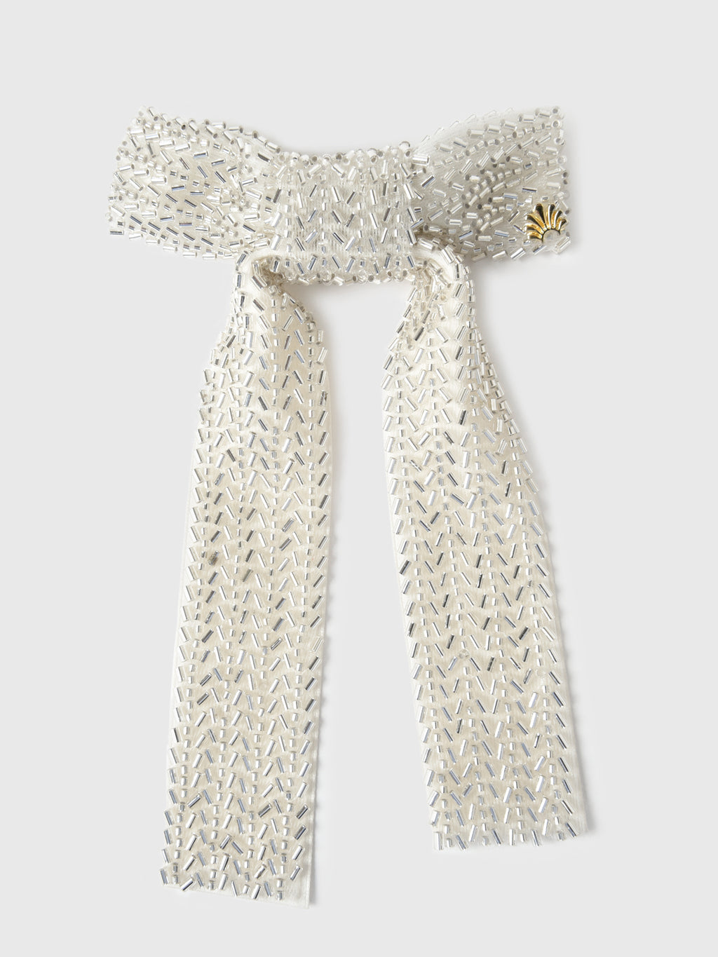 Lele Sadoughi Margot Beaded Bow Barrette - Saint Bernard