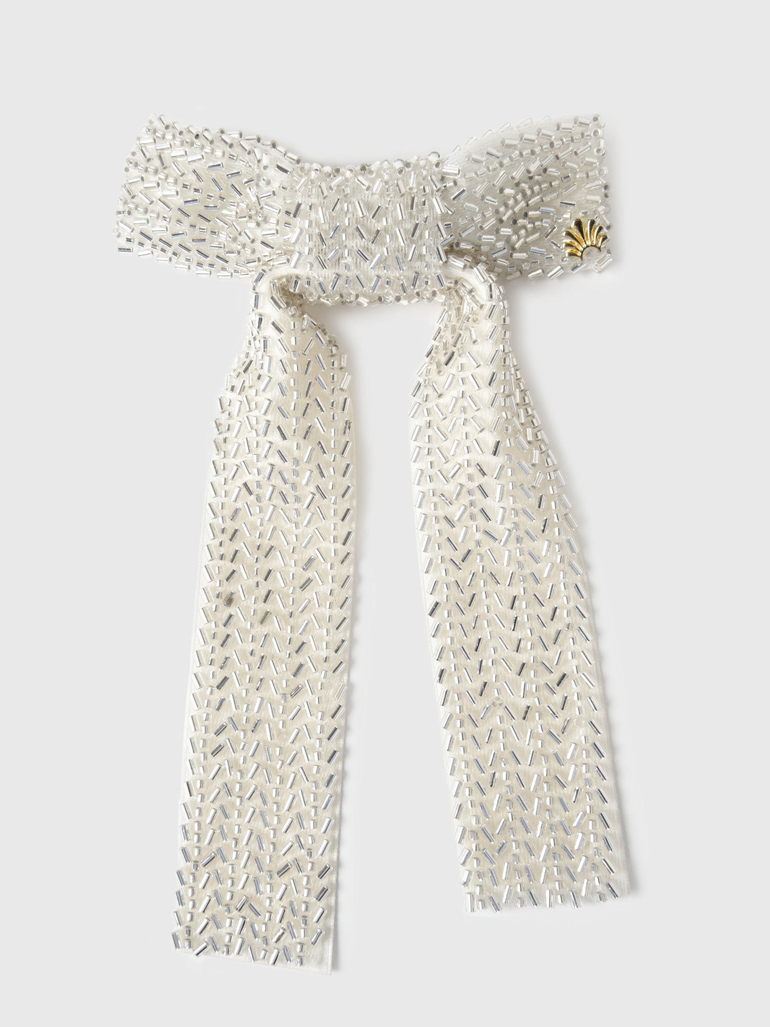 Lele Sadoughi Margot Beaded Bow Barrette - Saint Bernard
