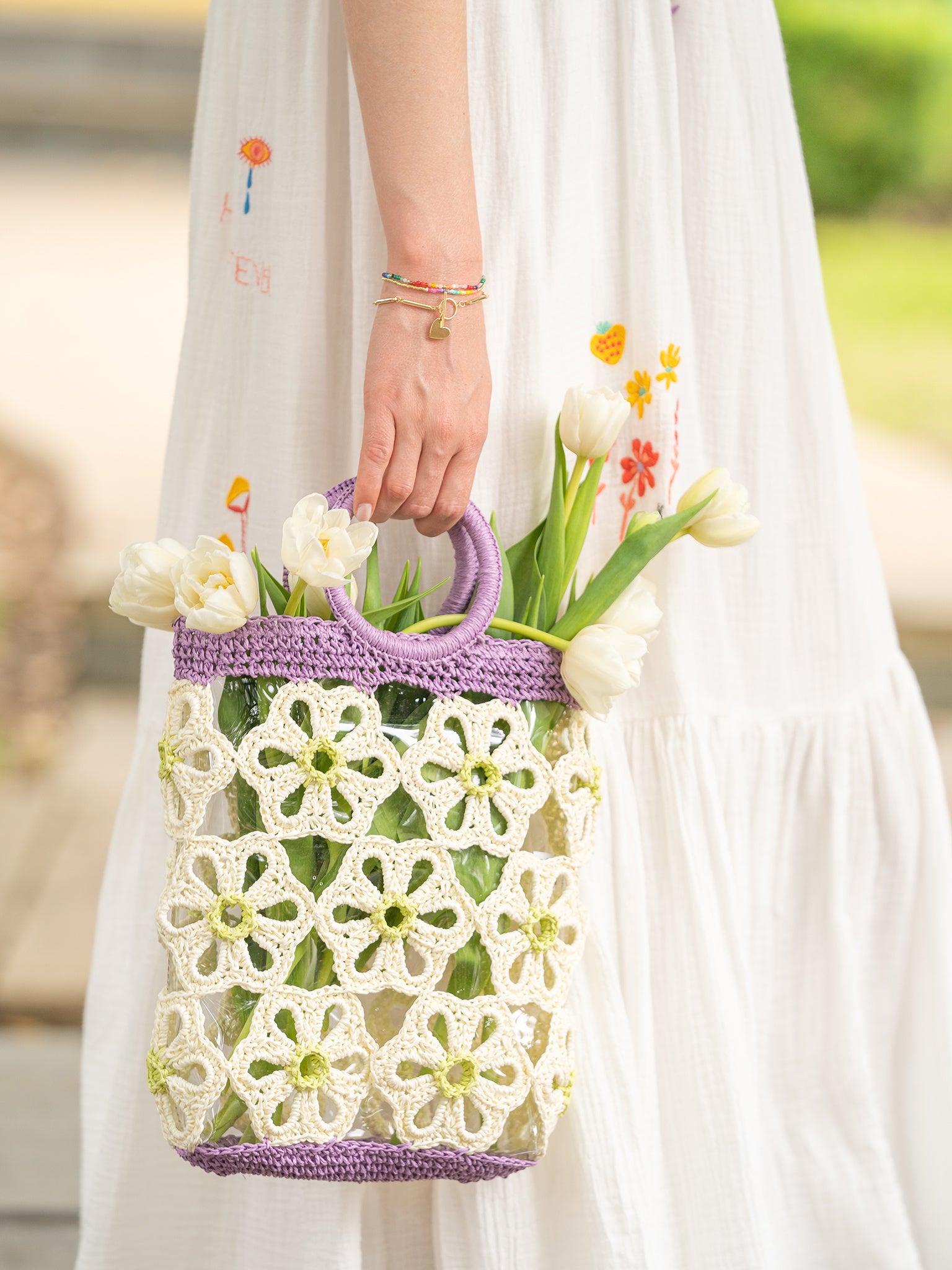 Lele Sadoughi Marigold Crochet Mini Tote - Saint Bernard