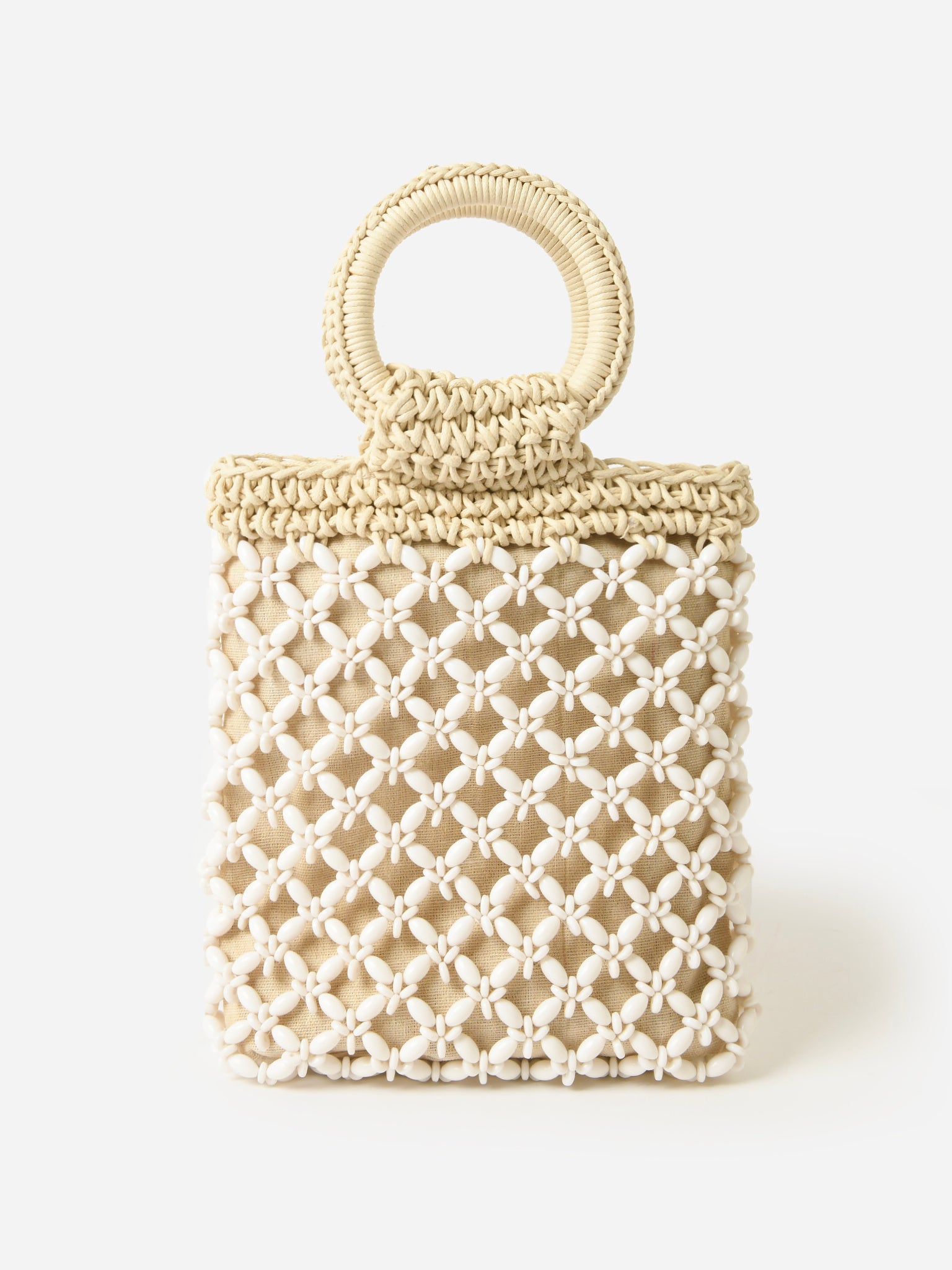 Lele Sadoughi Beaded Crochet Mini Tote - Saint Bernard