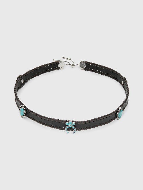 Lele Sadoughi Leather Stones Stud Hat Band - Saint Bernard