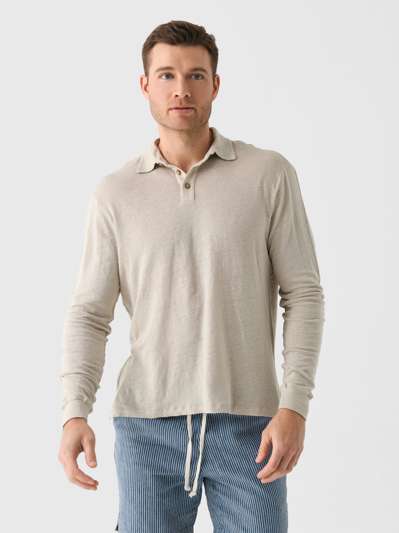 Alex Crane Men's Long Sleeve Knit Polo - Saint Bernard