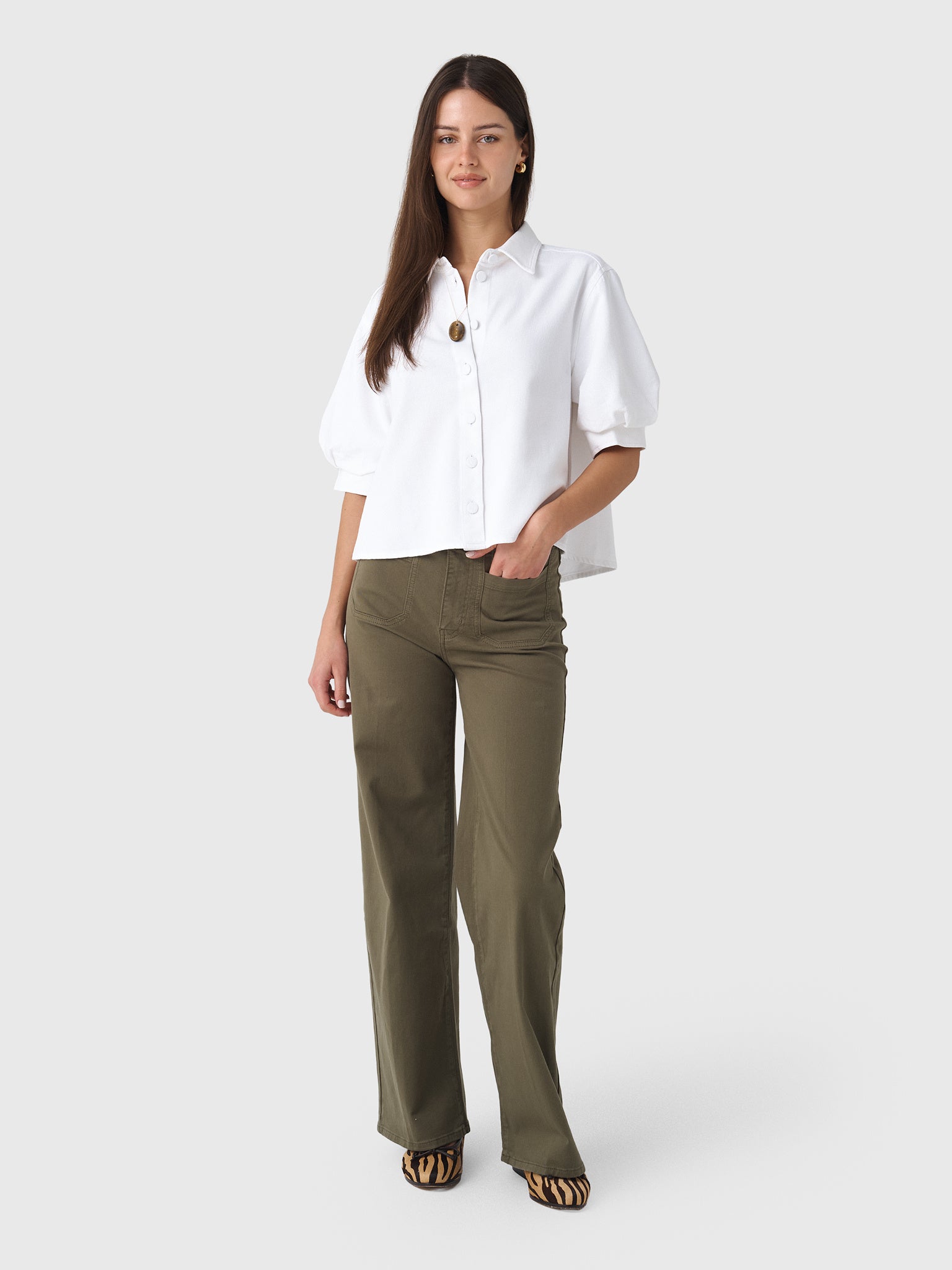 Frame Women's Le Slim Palazzo Modernist Pocket Jean - Saint Bernard