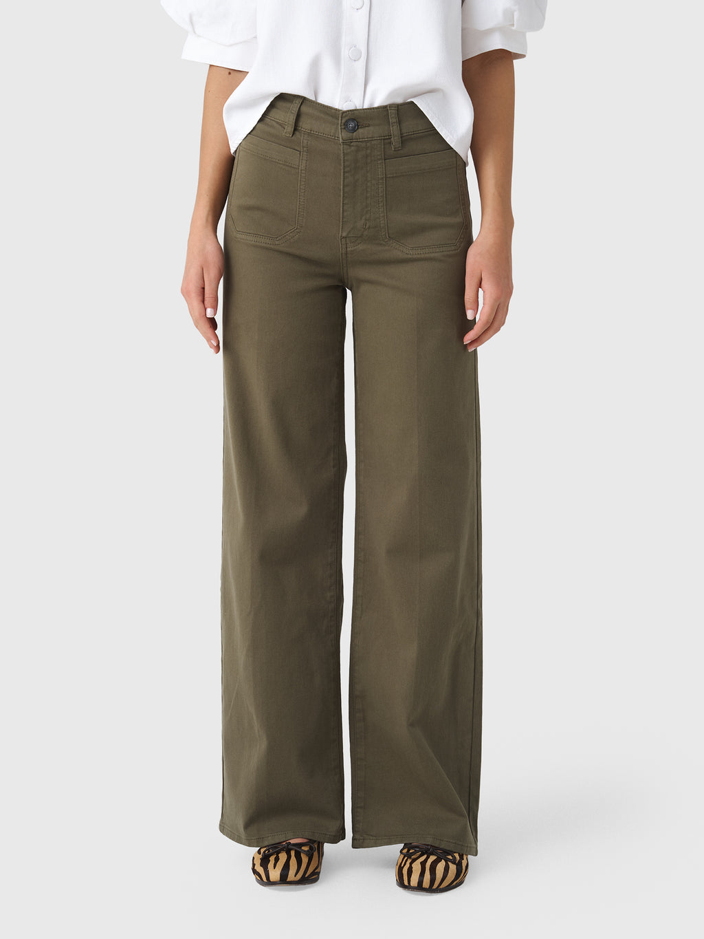 Frame Women's Le Slim Palazzo Modernist Pocket Jean - Saint Bernard