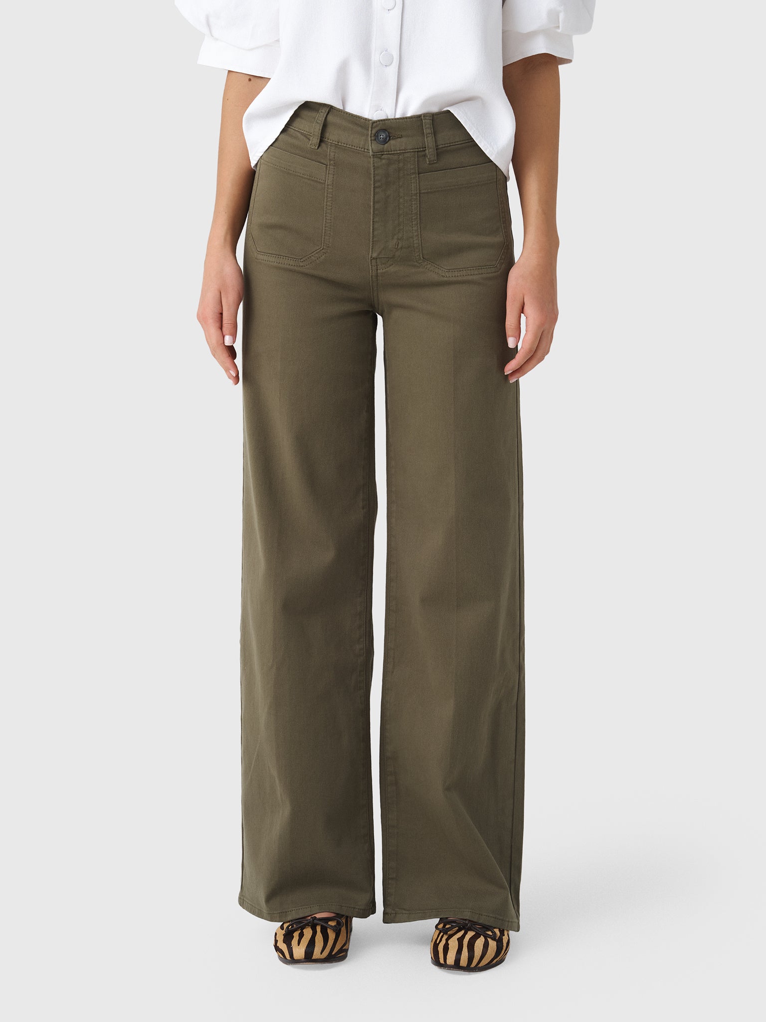 Frame Women's Le Slim Palazzo Modernist Pocket Jean - Saint Bernard