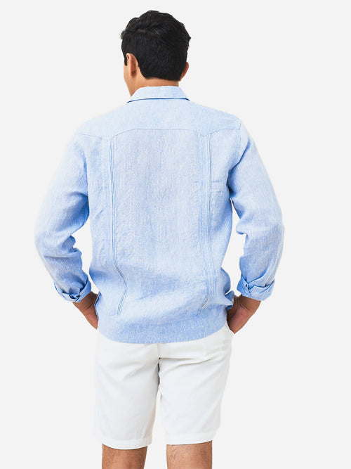 Centuria Men's Long Sleeve Guayabera Linen Shirt