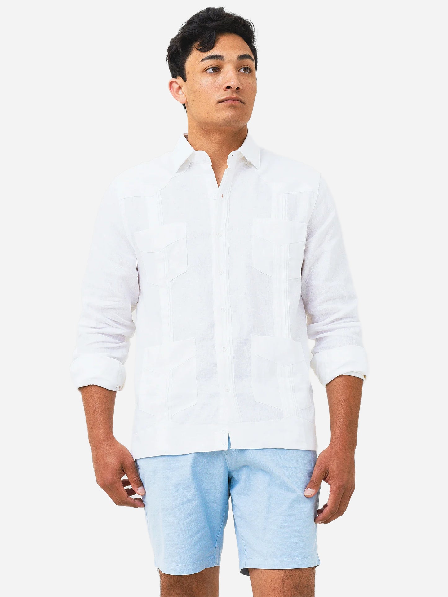 Centuria Men's Long Sleeve Guayabera Linen Shirt - Saint Bernard