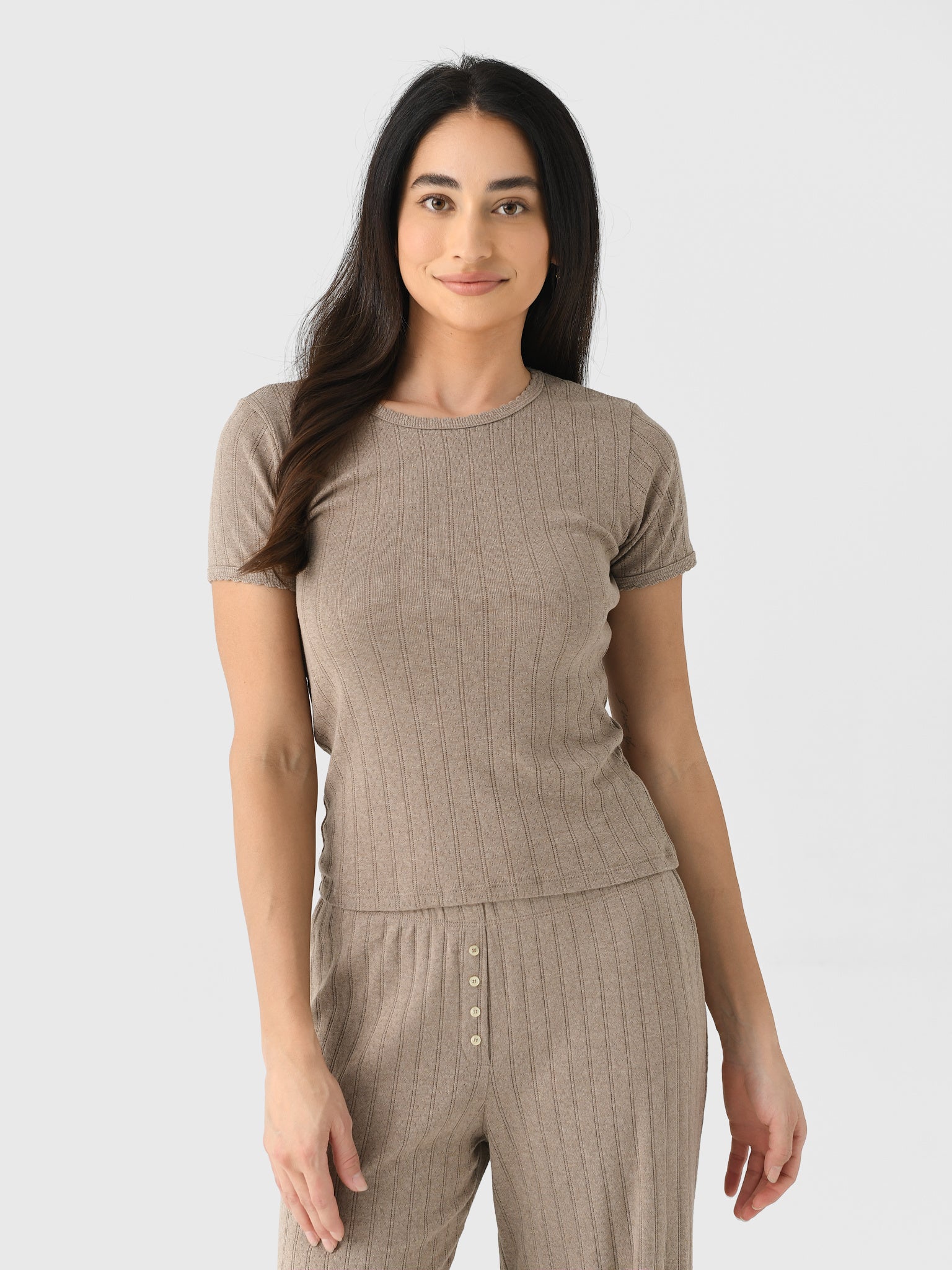 Leset Women's Pointelle Slim Fit Tee - Saint Bernard