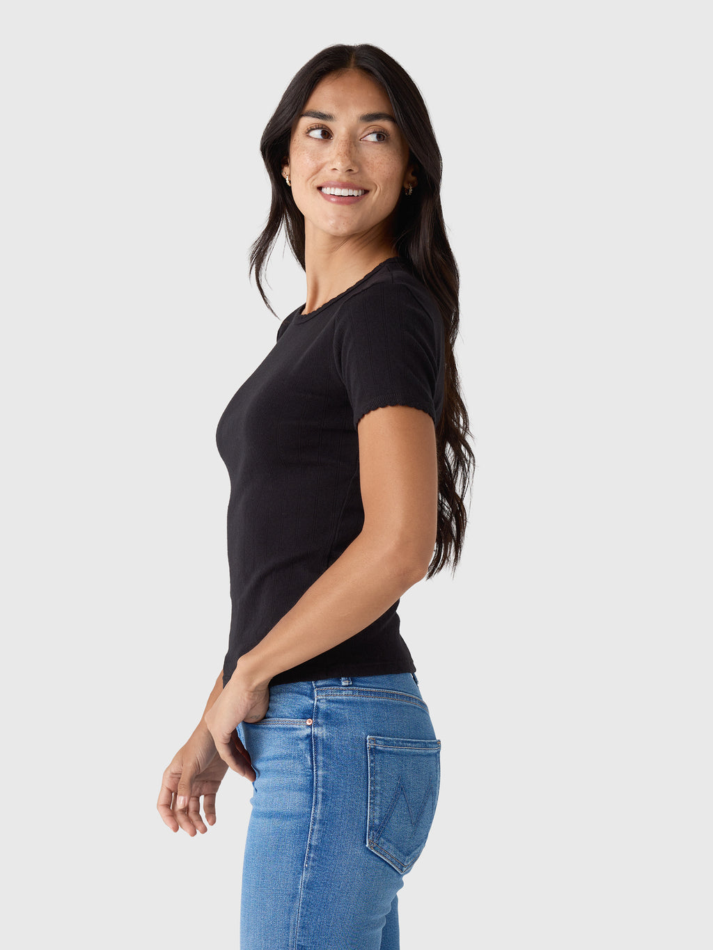 Leset Women's Pointelle Slim Fit Tee - Saint Bernard