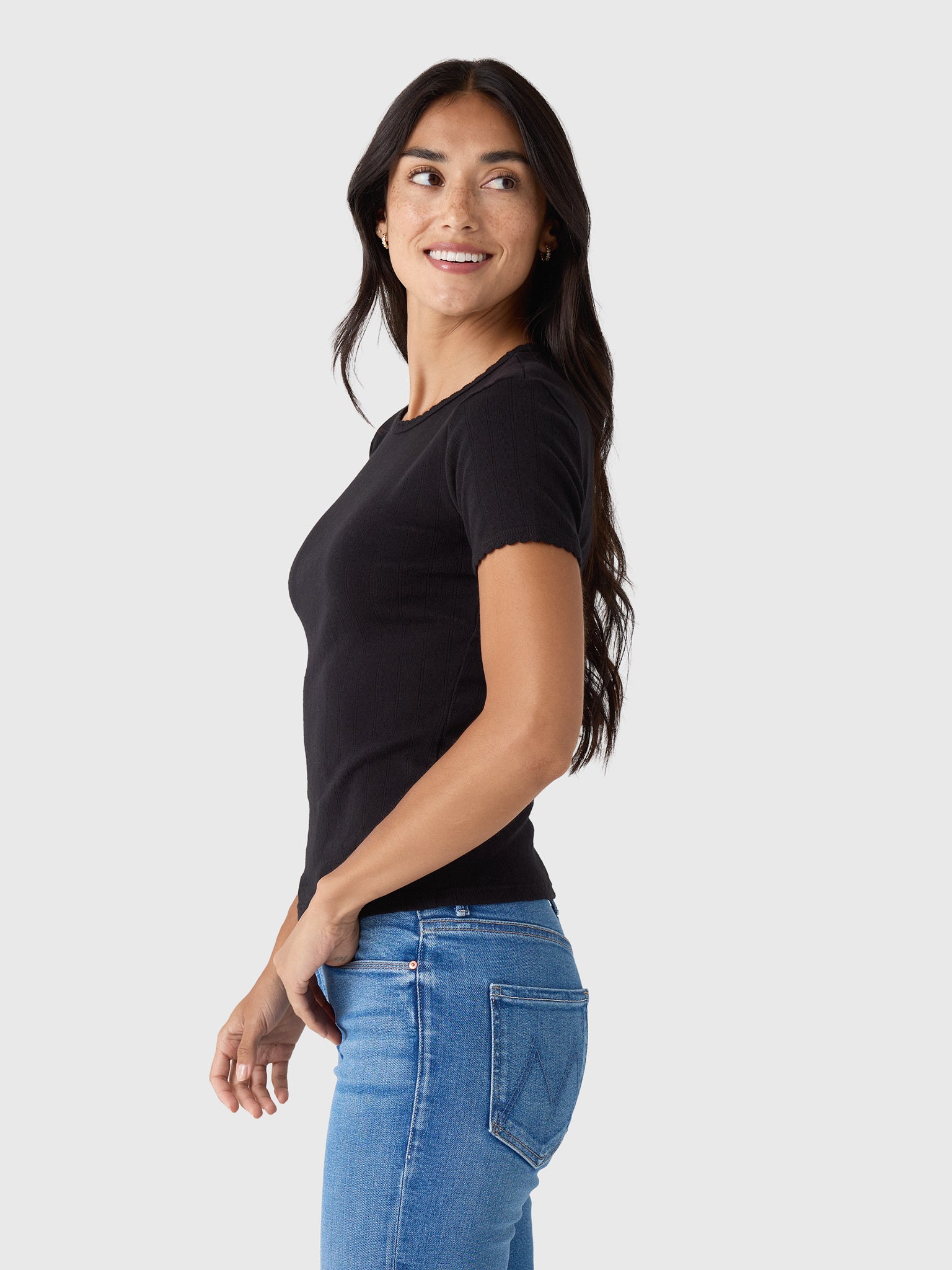Leset Women's Pointelle Slim Fit Tee - Saint Bernard