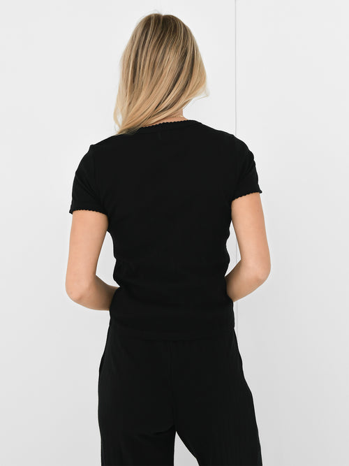 Leset Women's Pointelle Slim Fit Tee