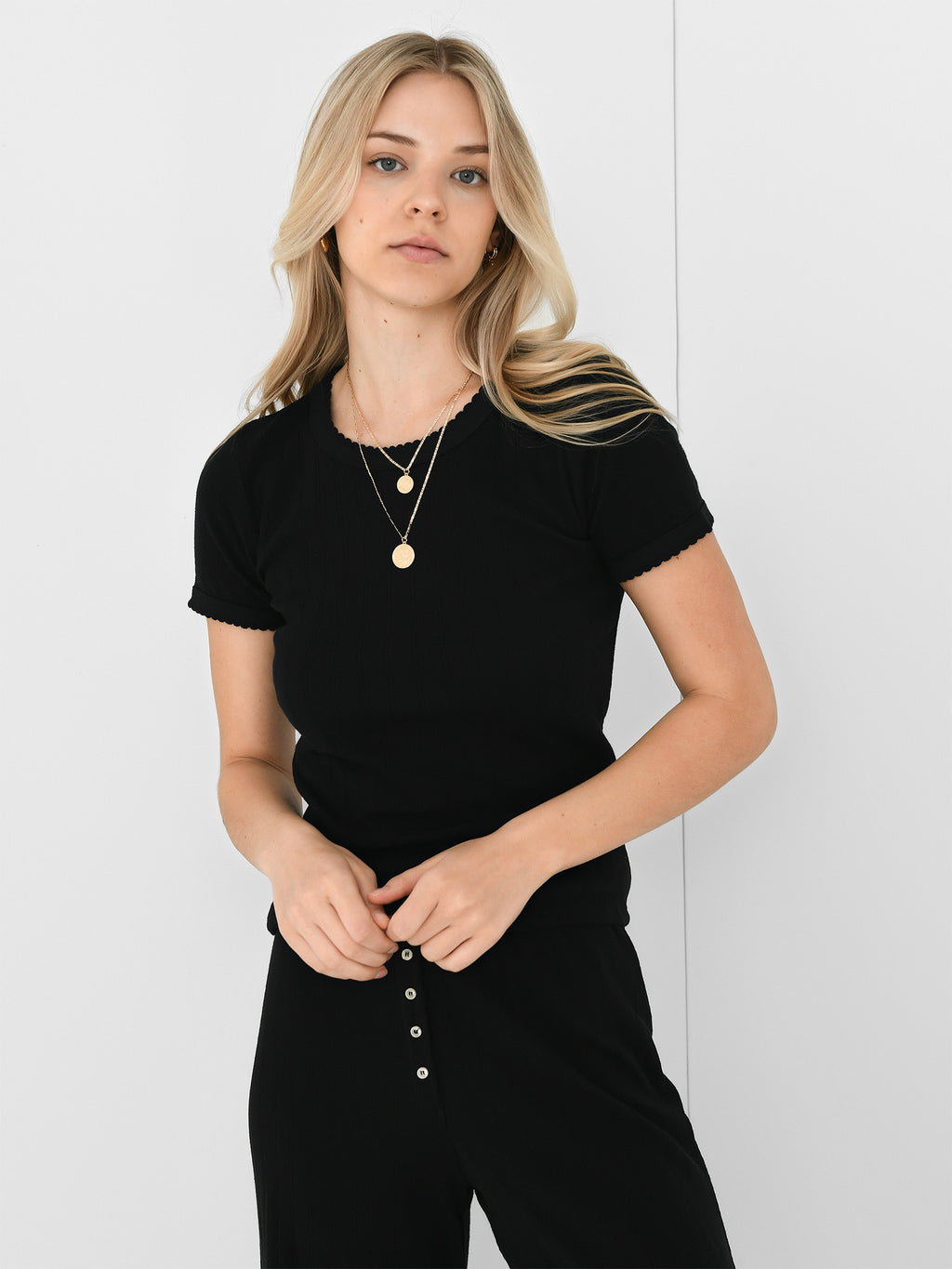 Leset Women's Pointelle Slim Fit Tee - Saint Bernard