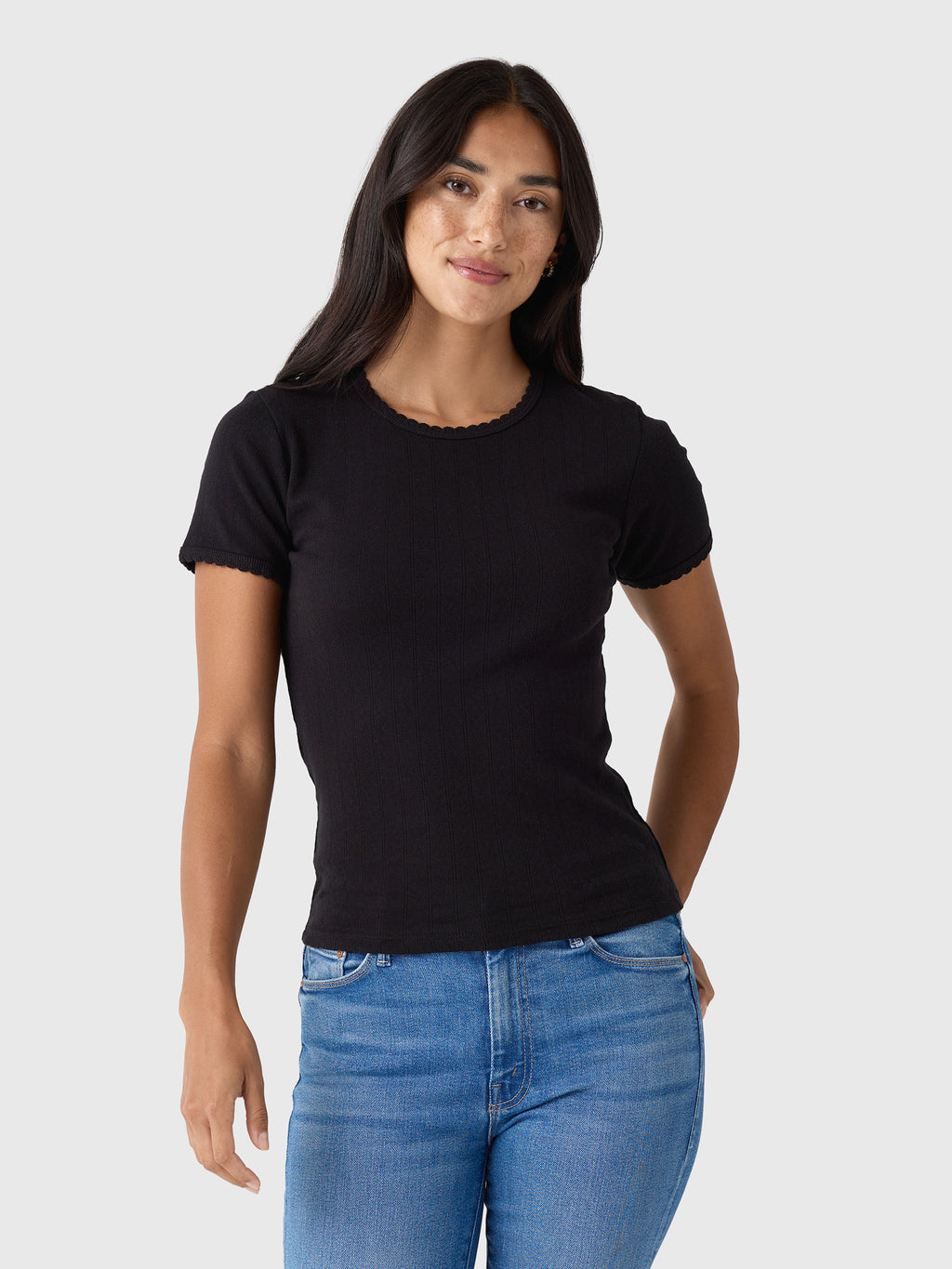 Leset Women's Pointelle Slim Fit Tee - Saint Bernard