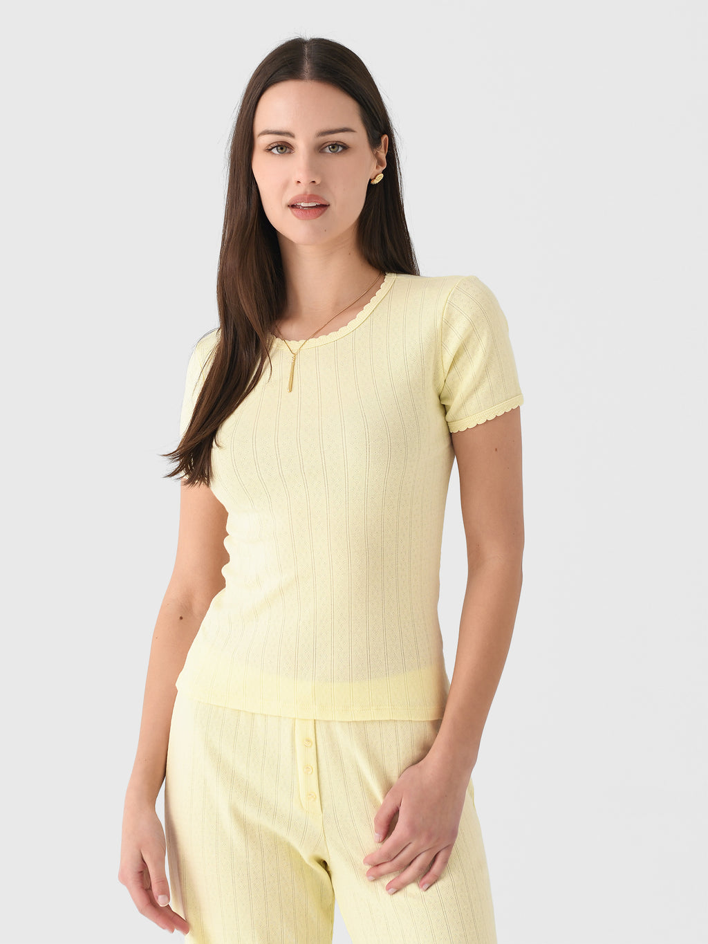 Leset Women's Pointelle Slim Fit Tee - Saint Bernard