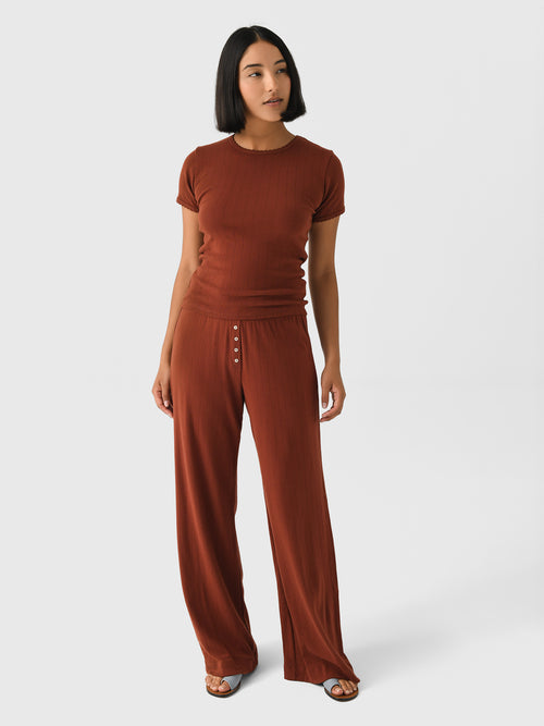 Leset Women's Pointelle Slim Fit Tee