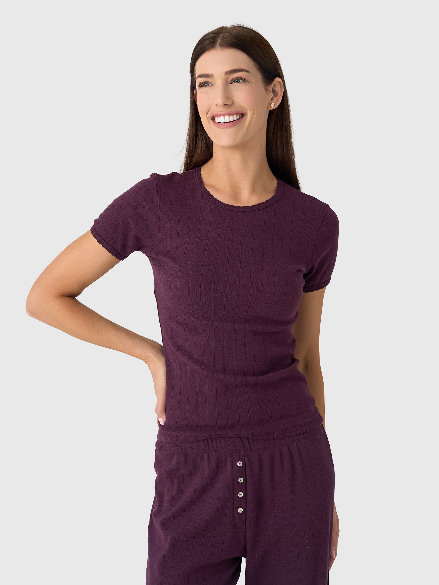 Leset Women's Pointelle Slim Fit Tee - Saint Bernard