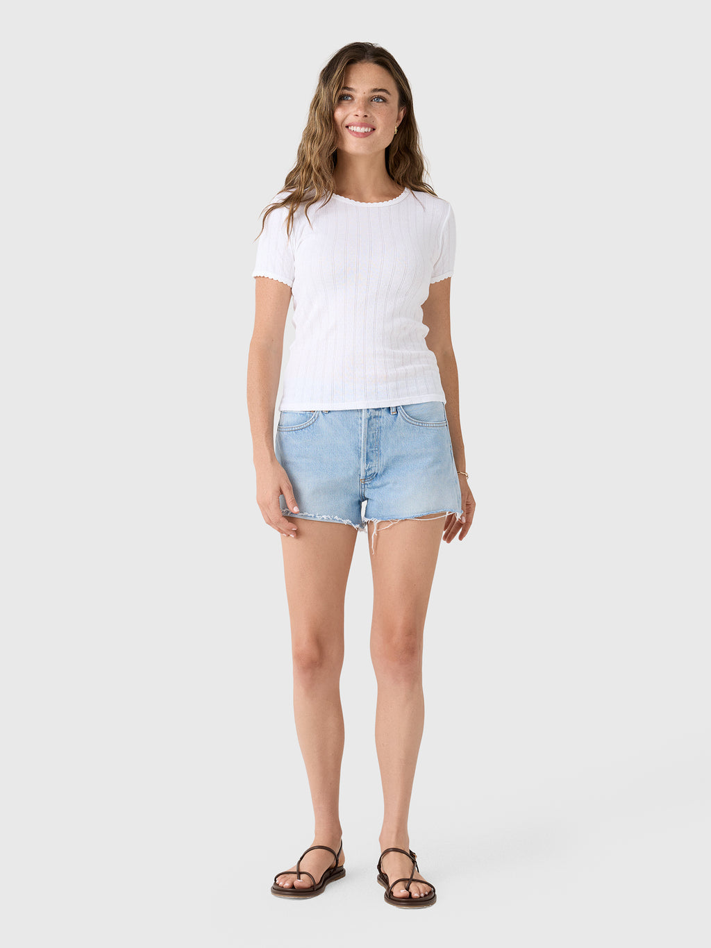 Leset Women's Pointelle Slim Fit Tee - Saint Bernard