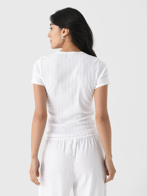 Leset Women's Pointelle Slim Fit Tee
