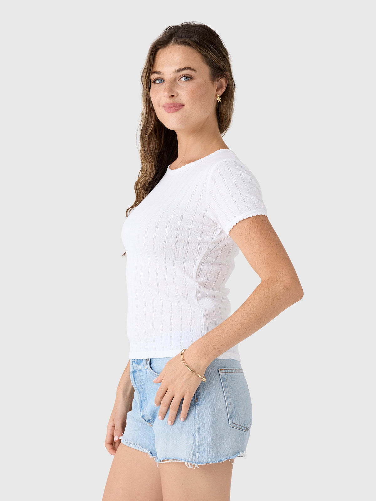 Leset Women's Pointelle Slim Fit Tee - Saint Bernard